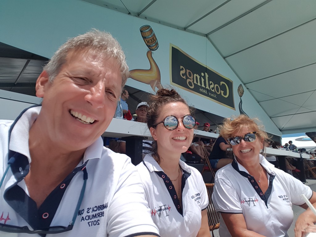 Team P-J at the Gosling's Stand - final day of the  35th America's Cup - we woz there